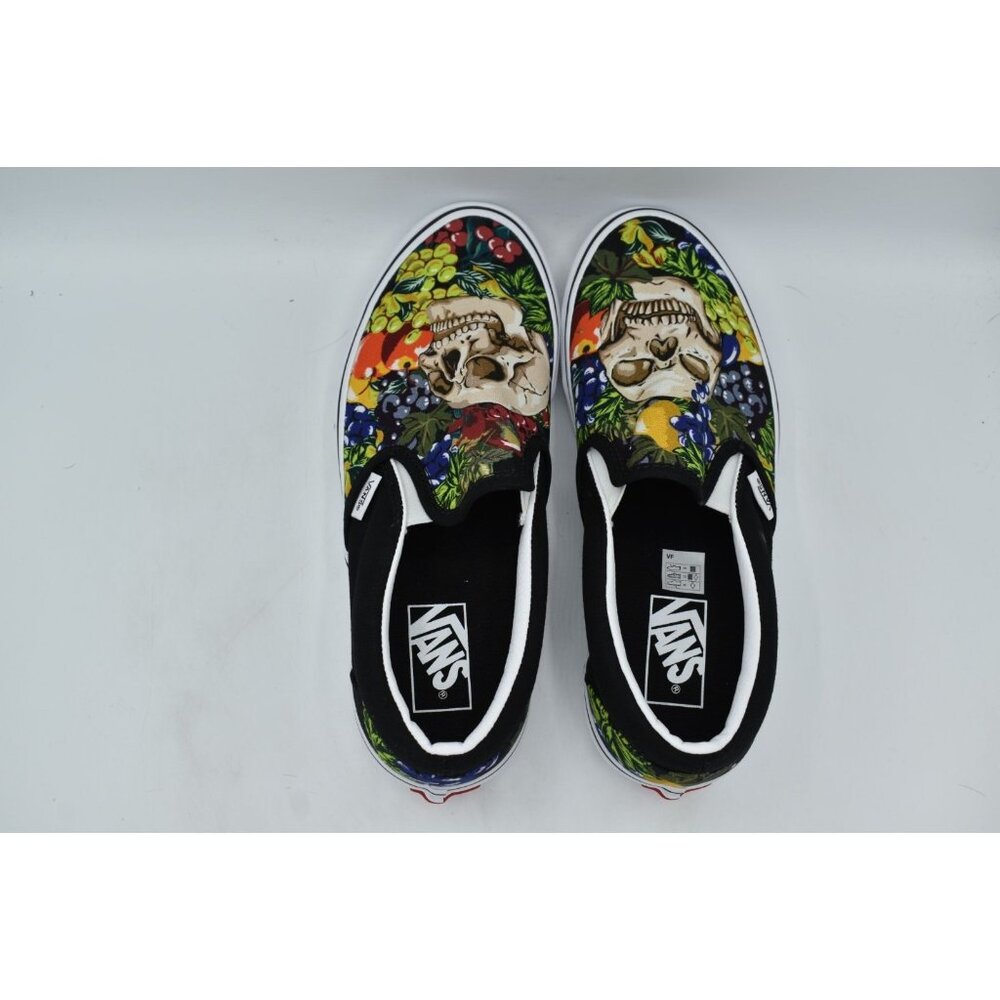Vans Womens Size 9.5 Black White Fruit Skull Classic Slip On Sneakers Shoes - Picture 9 of 13